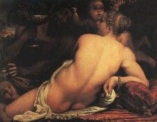 CARRACCI - VENUS WITH SATYR AND CUPIDS, 1588, OIL ON PAPER. , 