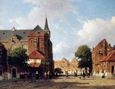 Weissenbruch Johannes City view Sun . Weissenbruch,  