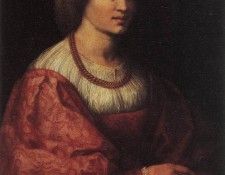 ANDREA DEL SARTO Portrait Of A Woman With A Basket Of Spindles. , 