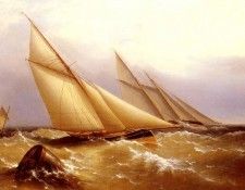 Beechey Captain Richard Brydges A Schooner And Cutter Yacht Rounding A Buoy. ����, ������ �����