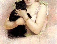 Carrier Belleuse Pierre Young Ballerina Holding A Black Cat.  Belleuse, 