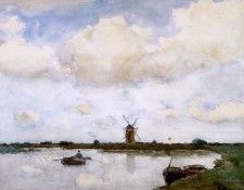 Weissenbruch Johannes Hendrik Mill at the lake Sun. Weissenbruch, �� �������