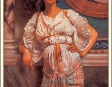 bs-ahp- John William Godward- A Classical Beauty With A Peacock Fan. ,  