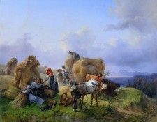 Harvesting in the Foothillsof the Alps. Gauermann, 