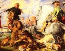 Landseer Sir Edwin Henry (British) Wolf And Fox Hunt 40.6 by 61cm.   