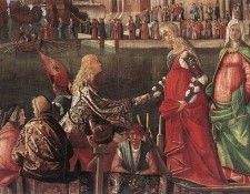 Carpaccio Meeting of the Betrothed Couple and the Departure of the Pilgrims detail1. , 