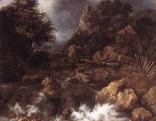 RUISDAEL Jacob Isaackszon van Waterfall In A Mountainous Northern Landscape. ,  