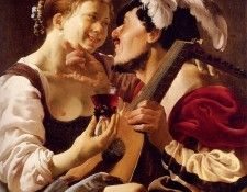 Terbrugghen Hendrick A Luteplayer Carousing With A Young Woman Holding A Roemer. Terbrugghen, �������