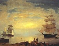 lane gloucester harbor at sunrise c1850s. ,  