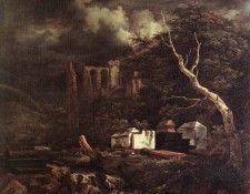 RUISDAEL Jacob Isaackszon van The Jewish Cemetary. ,  