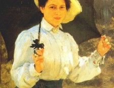 repin in the sun (artists daughter nadia repin) 1900. ,  