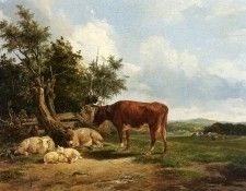 Berg Simon Van Den An Extensive Landscape With Cattle Resting. ,   