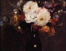 Fantin Latour Dahlias Queens Daisies Roses and Cornflowers. -, ---