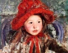 Cassatt Mary Little Girl in a Large Red Hat.  