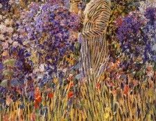Frieseke Frederick Lady in a garden Sun. Frieseke,  