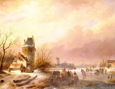 Schelfhout Andreas Skaters On A Frozen River. Schelfhout, 