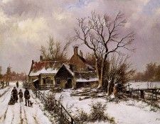 Koekkoek Willem Winterlandscape with farm Sun. Koekkoek 