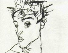 Schiele Self-portrait, 1913, pencil, National Museum Stockho. , 