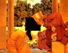 Maxfield Parrish Lady Ursula Kneeling Before Pompdebile, King of Hearts, 1925 sqs. , Maxfield