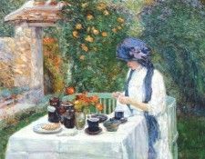 hassam the terre-cuite tea set (french tea garden) 1910. , 