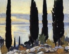 Sargent John Singer Cypress Trees at San Vigilio. ,  