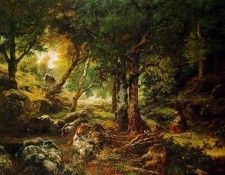 Rousseau Thodore Forest landscape Sun. , 