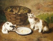 Neuville Alfred Arthur Brunel De Kittens By A Bowl Of Milk. ������, ������� �� Brunel