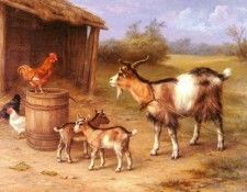 Hunt Edgar A farmyard Scene With Goats And Chickens. ����, �����