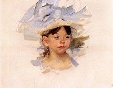 Cassatt Mary Sketch of -Ellen Mary Cassatt in a Big Blue Hat-.  