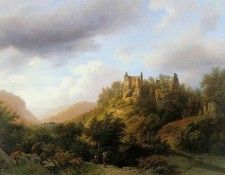 Koekkoek Barend C Landscape in Luxemburg castle Fels Sun. Koekkoek, Barend ��������