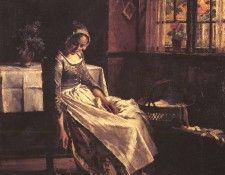 Nordenburg Henrik (Swedish) 1857 to 1928 Playing With A Kitten O C 54.6 by 45.1 cm. Nordenburg 