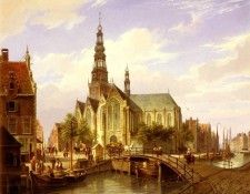 Dommersen Cornelis Christian A Capriccio View Of Amsterdam. Dommelshuizen,  