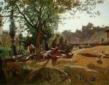 Corot Peasants Under the Trees at Dawn, Morvan c.1840-45 NG. , --