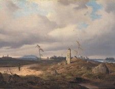Achenbach Andreas Landscape with Rune Stone. Achenbach, 