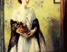 Toussaint Fernand A Young Woman Holding A Bouquet. ������, ��������