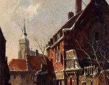 Eversen Adrianus Figures In The Streets Of A Dutch Town In Winter. Eversen, Adrianus