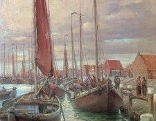 Randall M Boats at the Quai of Volendam Sun . , M