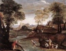 DOMENICHINO Landscape with Ford. 