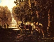 Palizzi Giuseppe A Horse And Donkeys Awaiting The Faggot Gatherer. Palizzi, 