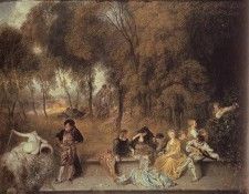 Watteau Reunion en plein air. , -