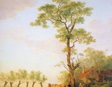 Strij van Jacob Dutch landscape with cattle and farm Sun. Strij,  