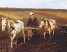 repin a ploughman (leo tolstoy ploughing) 1887. ,  