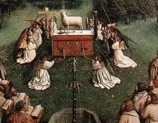 Eyck Jan van The Ghent Altarpiece Adoration of the Lamb detail centre. ,  