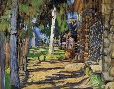 Demyanov Mikhail Village street illuminated by the sun Sun. ��������, ������