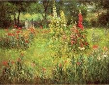 Adams John Ottis Hollyhocks and Poppies The Hermitage. ,  Ottis