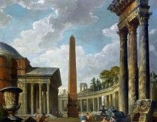 Caprice architectural avec le Pantheon, le portique San Pietro et les trois colonnes de Dioscuri. ������, �������� �����