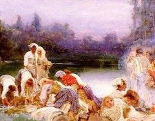 Auque Enrique Serra y Washerwomen At The Rivers Edge. Auque,   Y