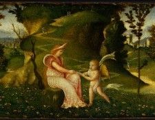GIORGIONE CIRCLE OF, VENUS AND CUPID IN A LANDSCAPE, C. 1505. 