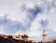 Cappelle van de Jan Ships along the coast Sun. ,  