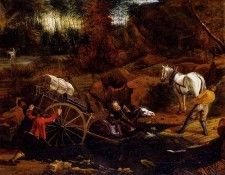 Siberechts Jan Figures With A Cart And Horses Fording A Stream. Siberechts, 